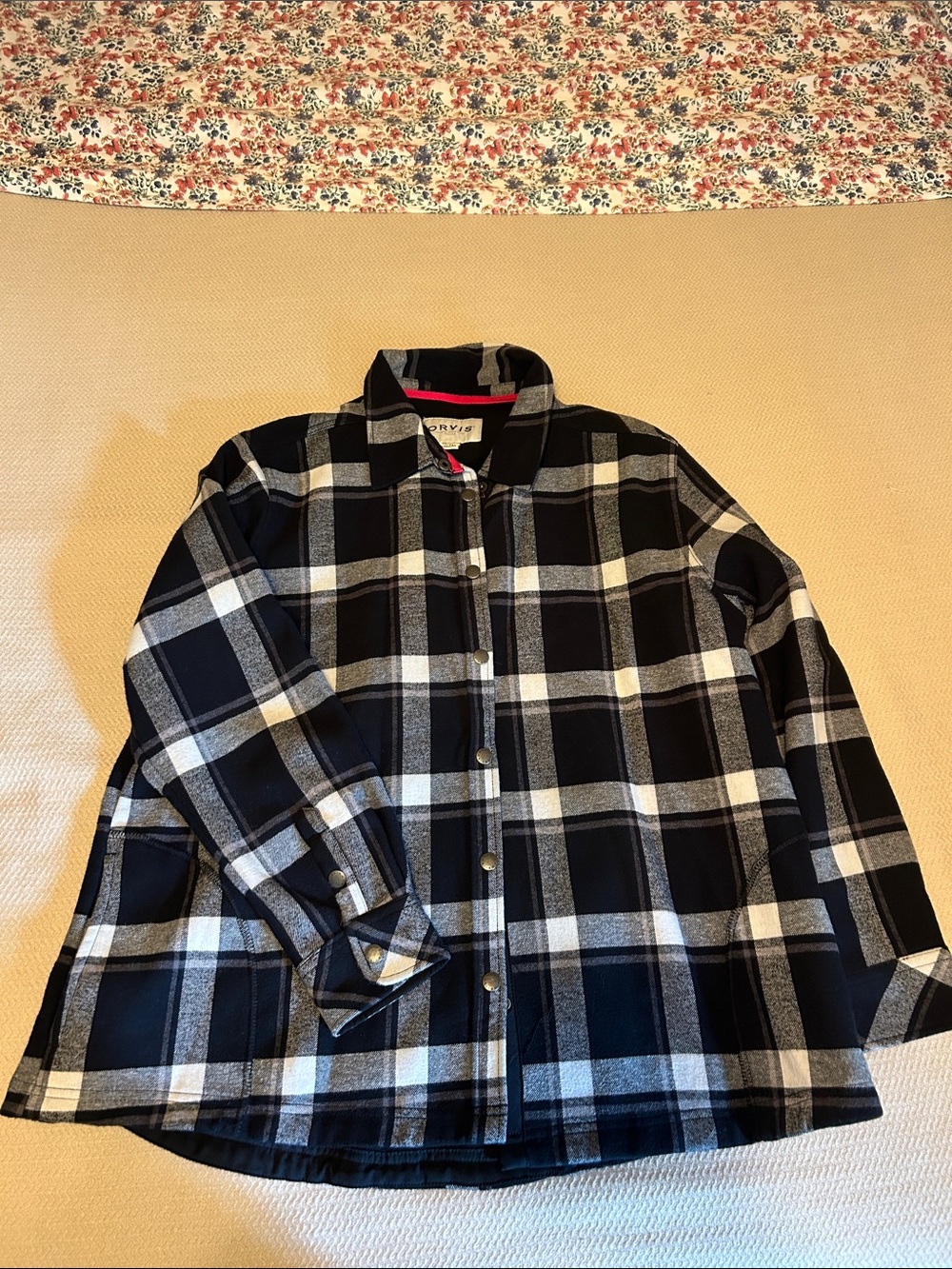 Orvis Black and White Plaid Fleece Lined Shirt/ Jacket Shacket XXL Women’s